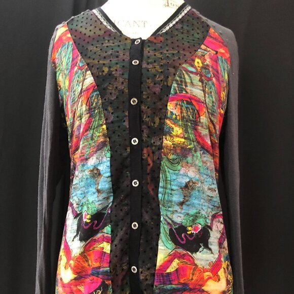 Unique French Design J.J. Garella Elegant & Colourful Cardigan: Size S/M - Picture 2 of 16